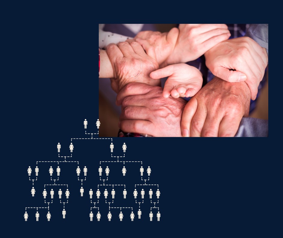 A photo showing intertwined hands of different generations, symbolizing support and unity at Przystanek Gronówka.